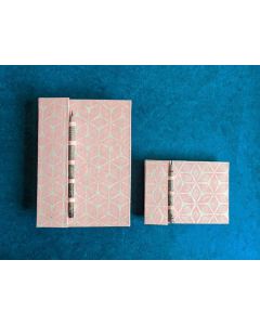 Recycled paper notebook set-Pink Hexagon Flower