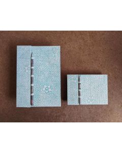 Recycled paper notebook set-Blue Brick with Flower