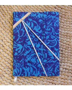 A5 Recycled Paper Notebook with Elastic Lock-Blue Flower on Blue