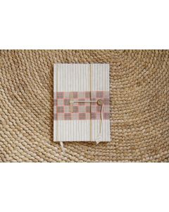 A5 Recycled Paper Notebook with Button Lock-Plaid on Stripes
